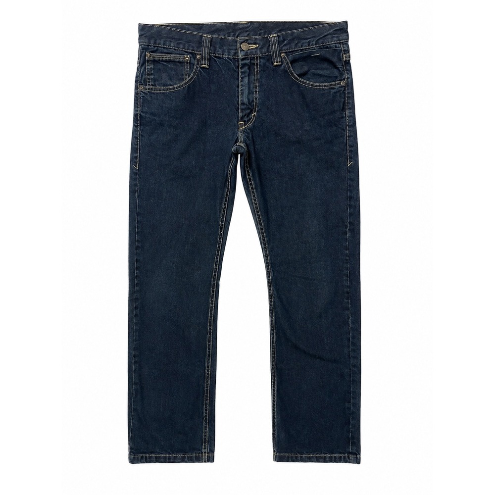 Levi's 514 Slim Straight Jeans Mens 31x32 Dark Blue EUC Contrast Stitch Denim